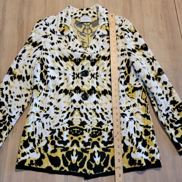 Stizzoli Blazer Jacket Knit Vintage Shoulder Pads Italy Animal Print Est Sz M - Picture 5 of 11